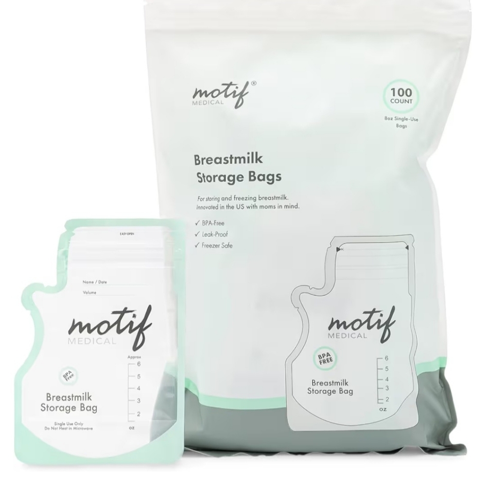 MOTIF 375 Pieces Breastmilk Storage Bags - White and Green